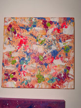 Cascade Abricot - Œuvre Originale - Toile Acrylique Abstraite 12x12” Créations Sortilege