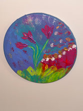 La Vie Fleurie - Œuvre Originale - Toile Acrylique Abstraite 12” Ronde Créations Sortilege