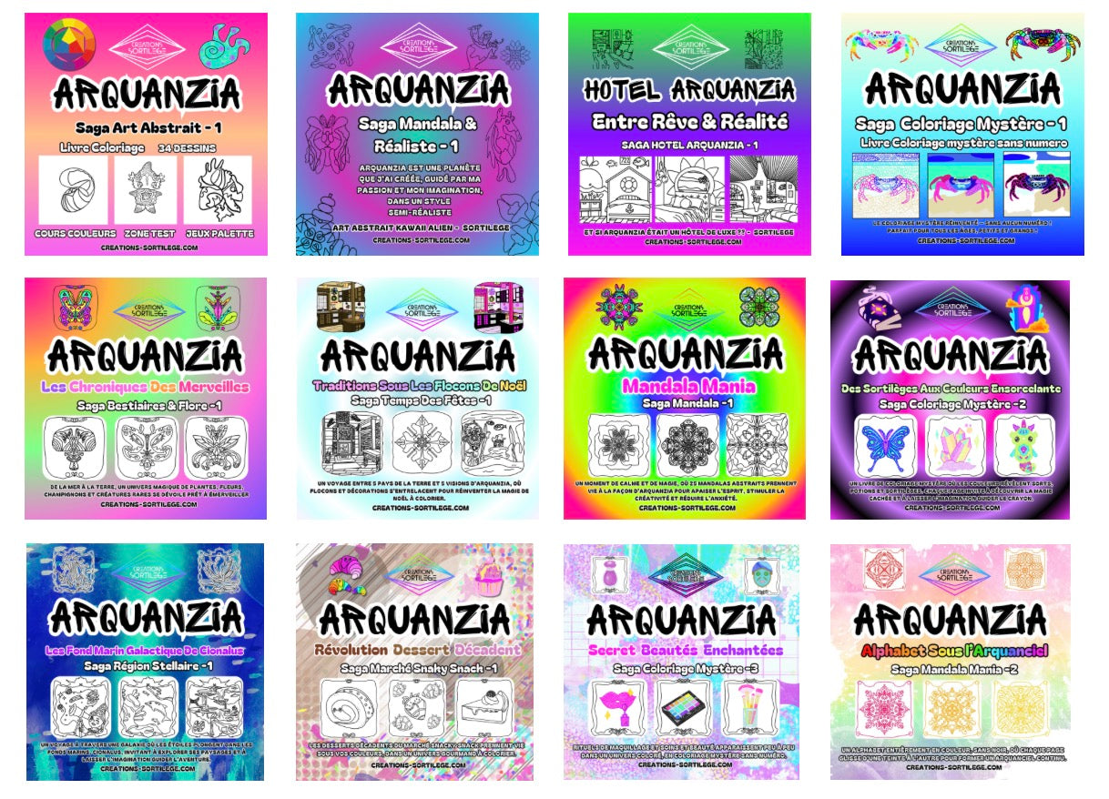 Arquanzia - Livre Coloriage - 100% Fait Main - Nos Sagas Créations Sortilege
