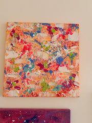 Cascade Abricot - Œuvre Originale - Toile Acrylique Abstraite 12x12”