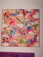 Cascade Abricot - Œuvre Originale - Toile Acrylique Abstraite 12x12”