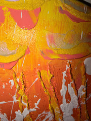 Soleil De Pêche - Œuvre Originale - Toile Acrylique Abstraite 8x10”Ovale Créations Sortilege