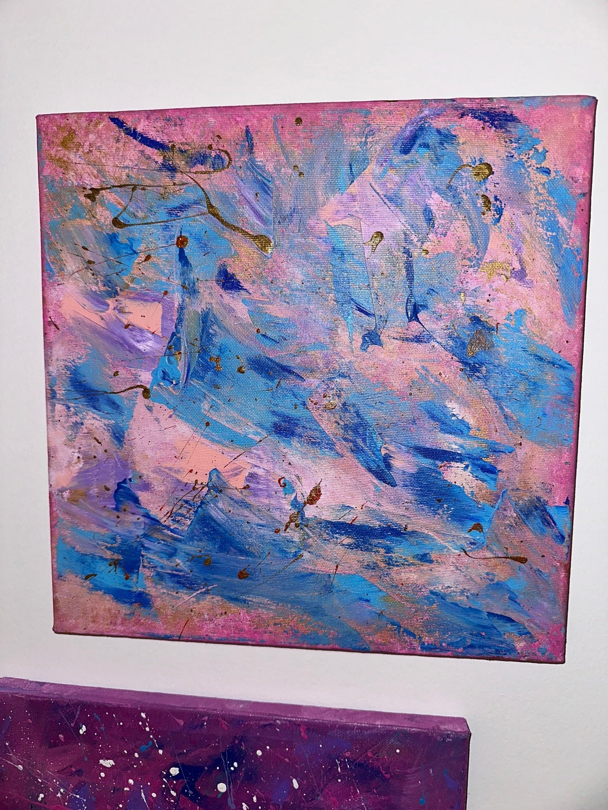 L’or De Faire Une Vague - Toile Acrylique Art Abstrait 12x12" Créations Sortilege