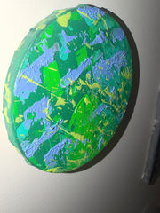 Zone Verte - Œuvre Originale - Toile Acrylique Abstraite 8” Ronde Créations Sortilege