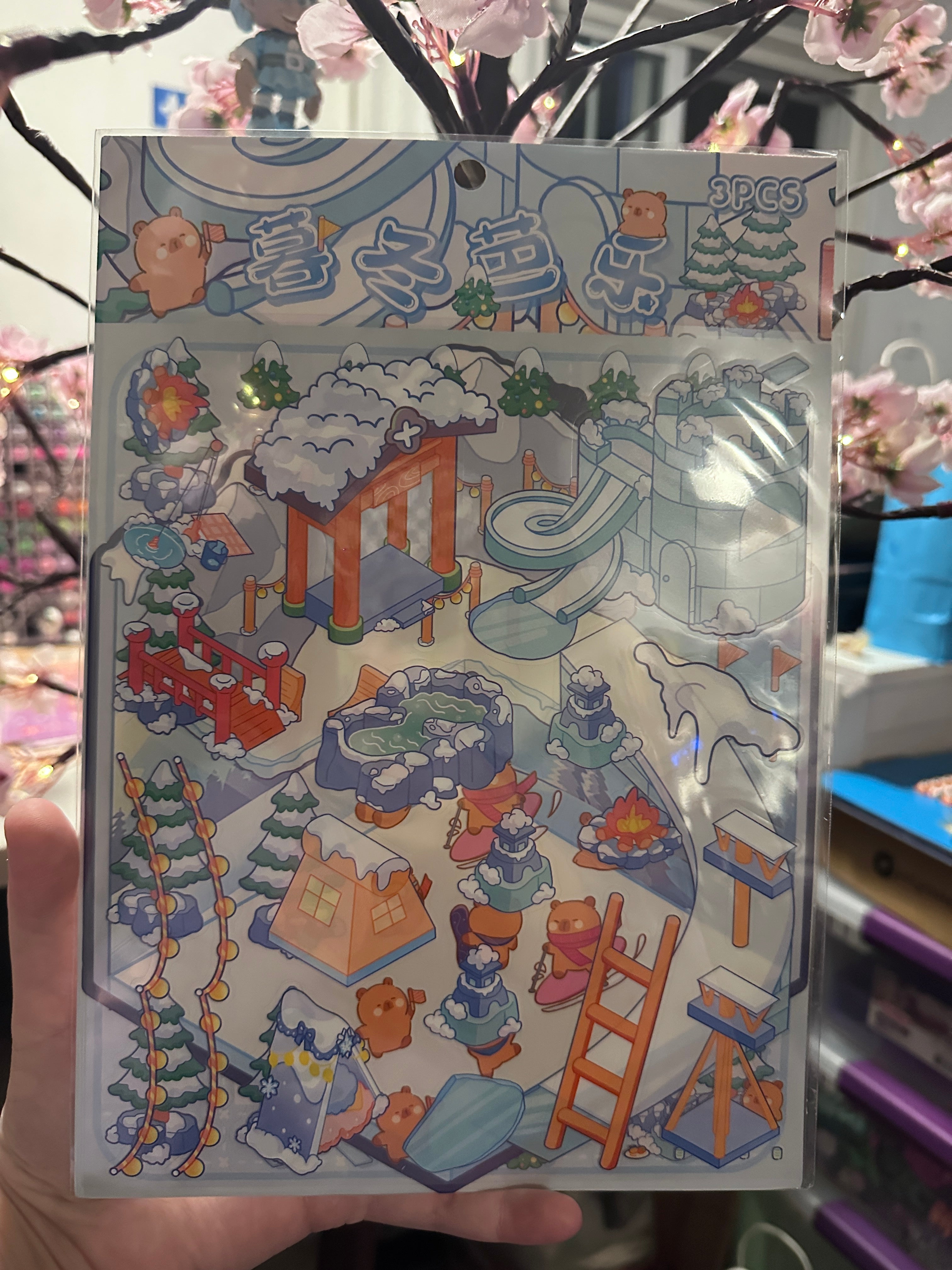 246. Scène Rêvélia - Géante - Le Amis Capy S’amuse À La Luge Créations Sortilege