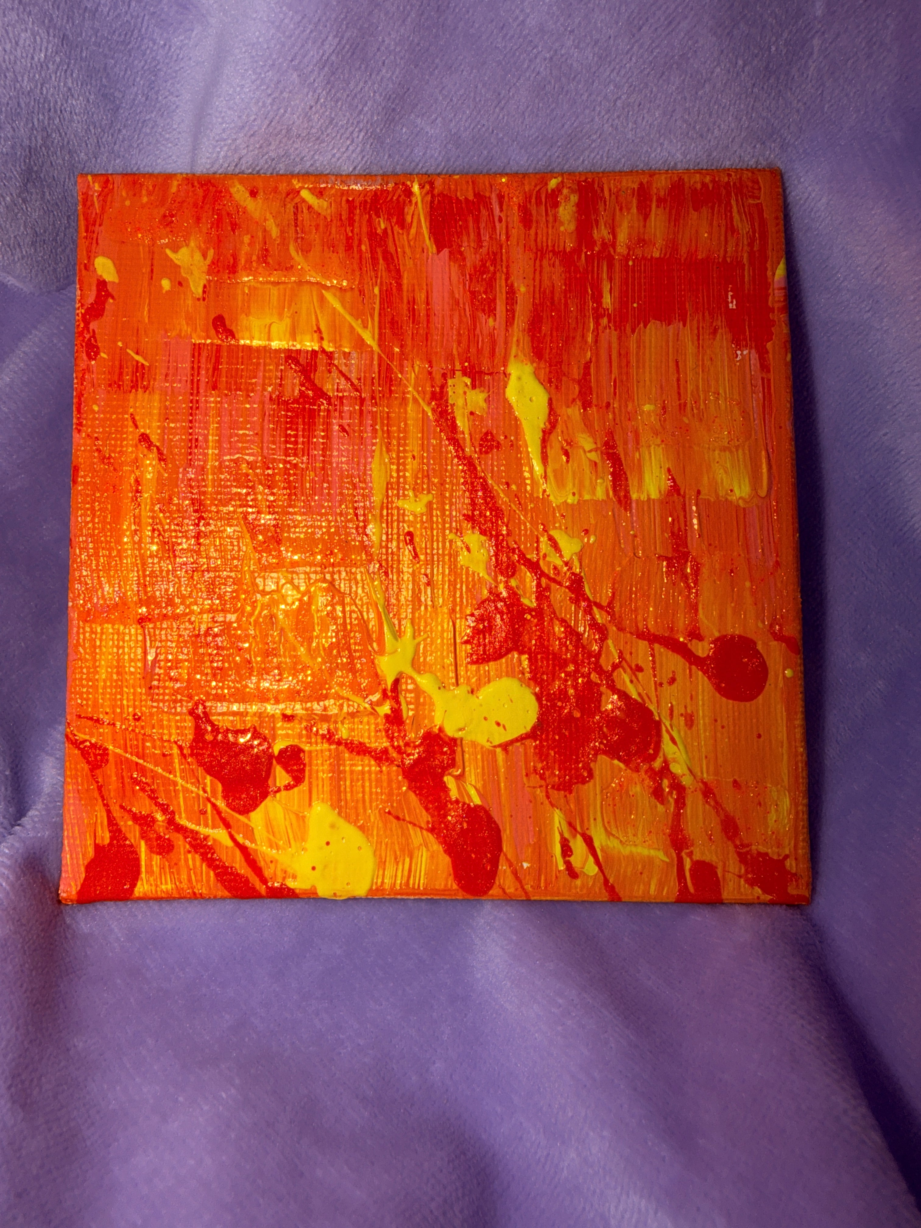 Ensoleillé Glitter - Œuvre Originale - Toile Acrylique Abstraite 4X4” Créations Sortilege