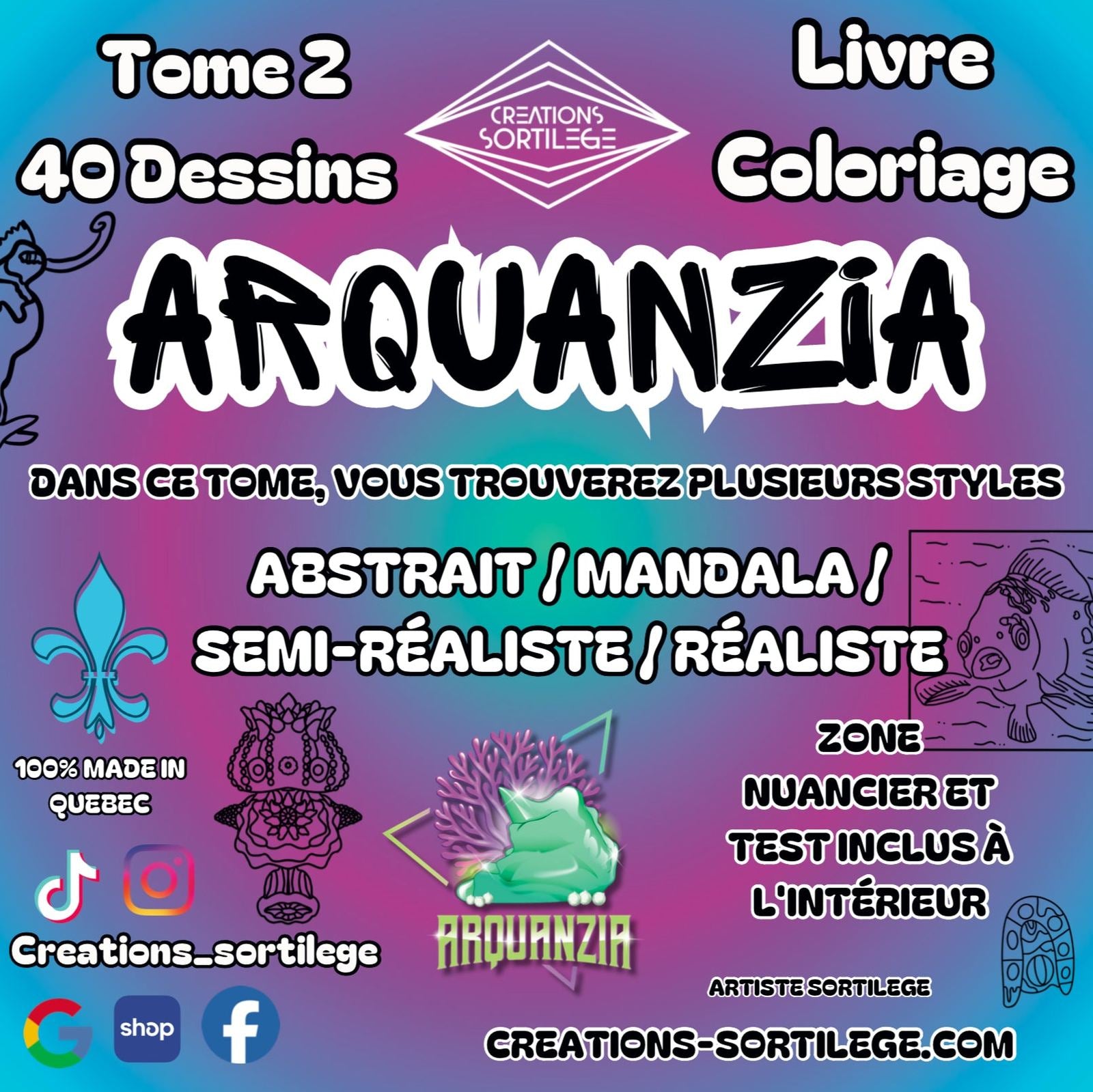 Aruquanzia Livre Coloriage - Tome 2 Créations Sortilege