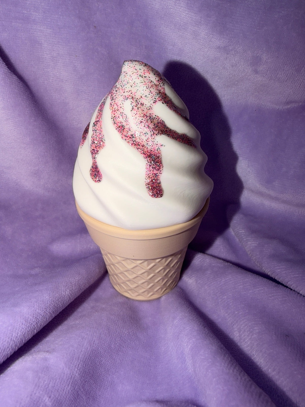 Boîte Cornet Crème Glacée - Œuvre Glitter Peint - Grand Créations Sortilege