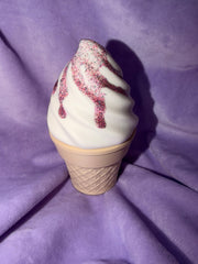 Boîte Cornet Crème Glacée - Œuvre Glitter Peint - Grand Créations Sortilege