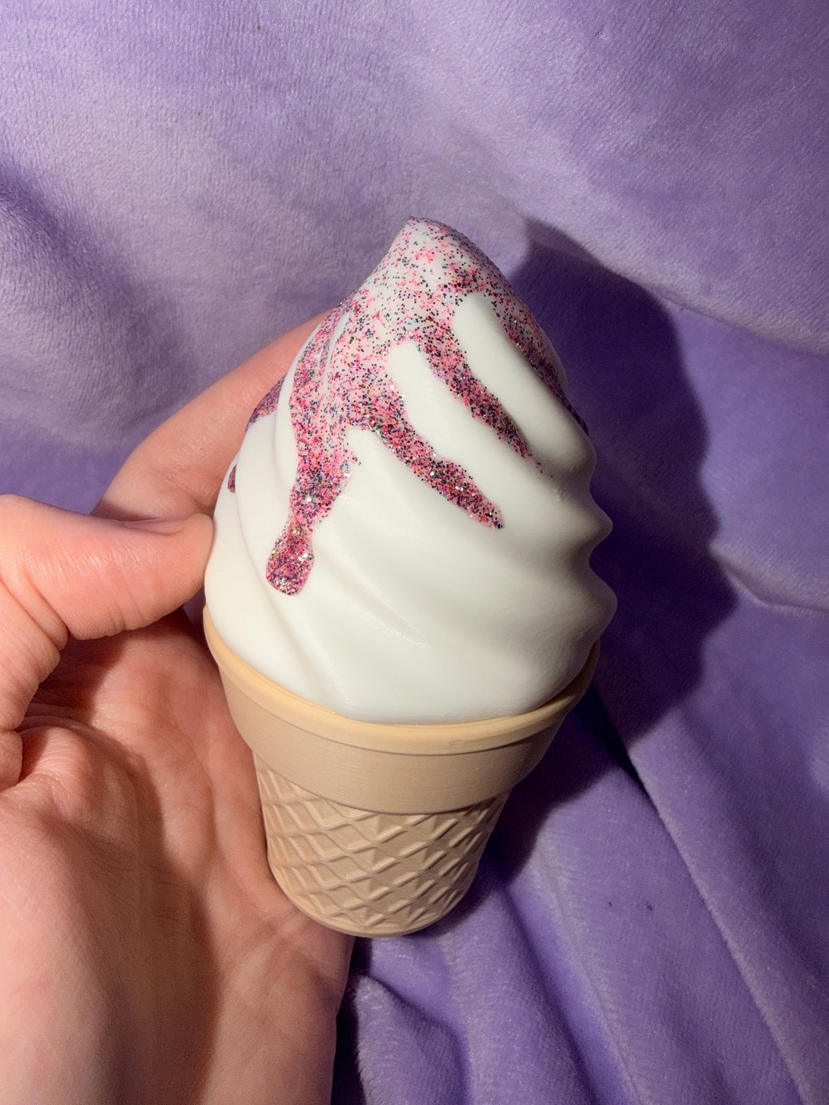 Boîte Cornet Crème Glacée - Œuvre Glitter Peint - Grand Créations Sortilege
