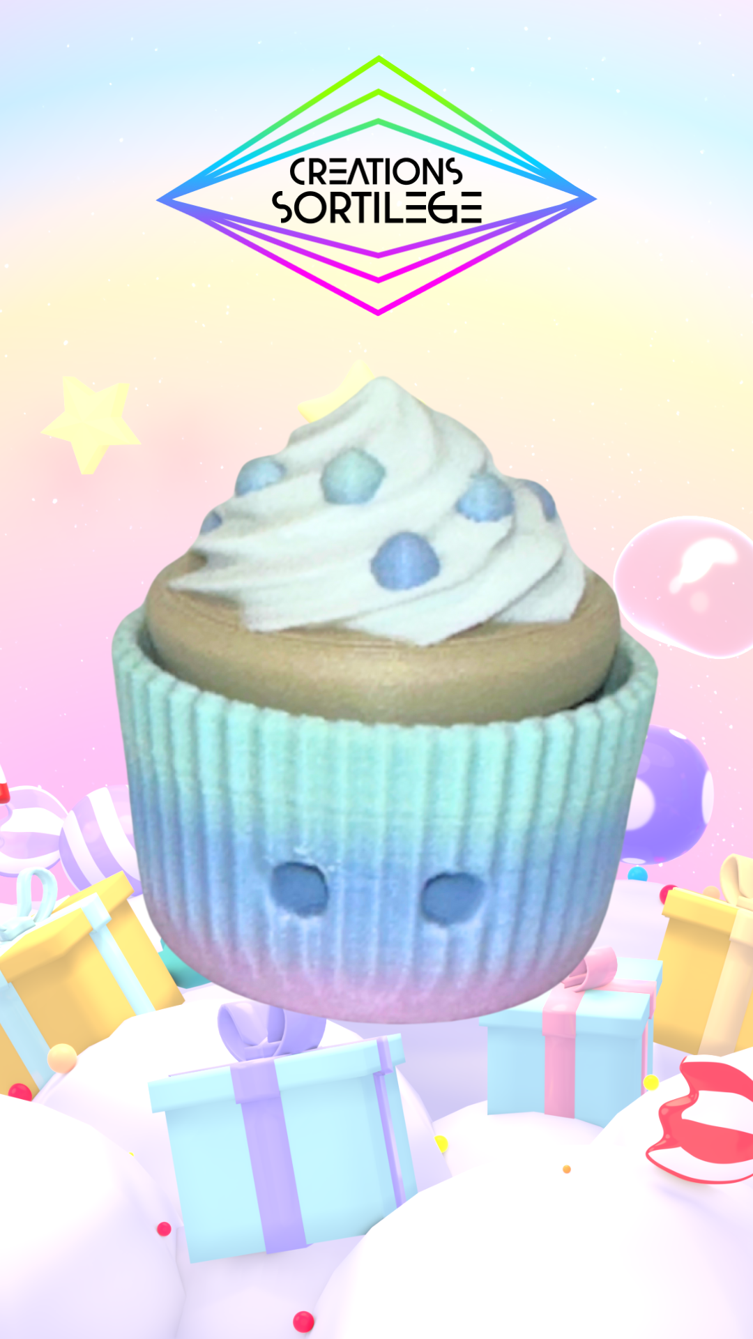 Clicker Cupcake Yeux - Rainbow Pastel Créations Sortilege