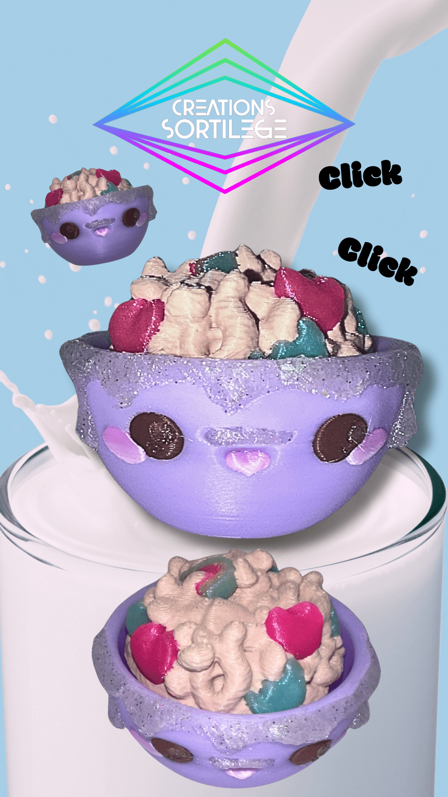 Clickers Bol Céréale - Glitter Passion Créations Sortilege