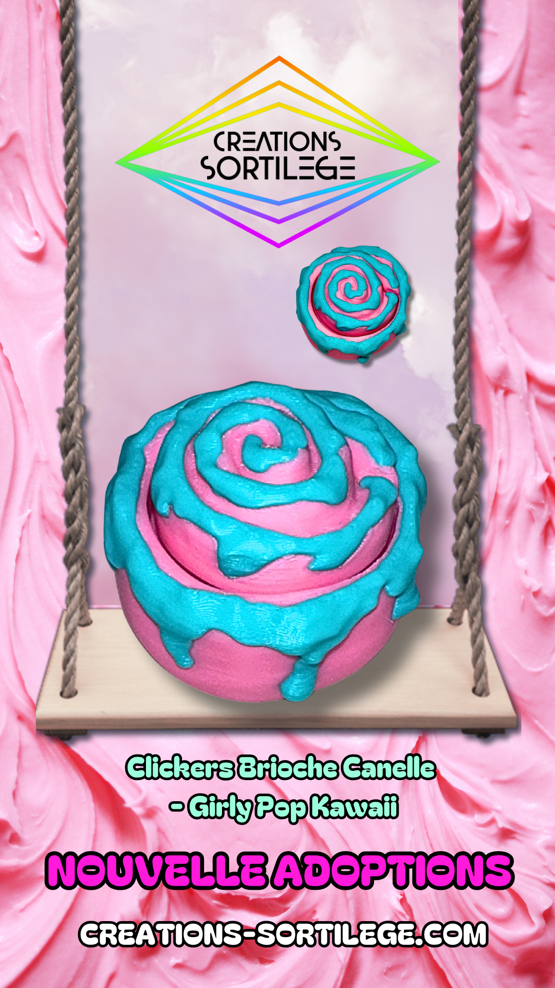 Clickers Brioche Canelle - Girly Pop Kawaii Créations Sortilege