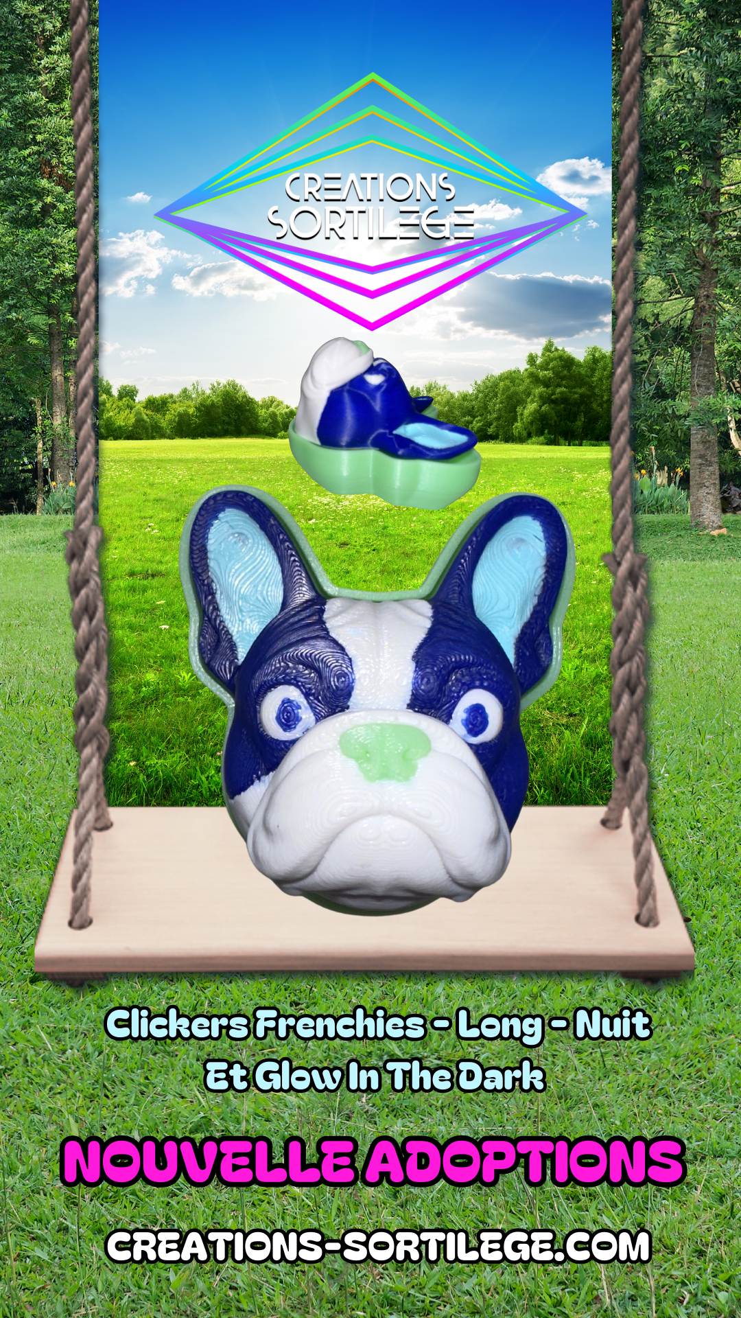 Clickers Frenchies - Long - Nuit Et Glow In The Dark Créations Sortilege