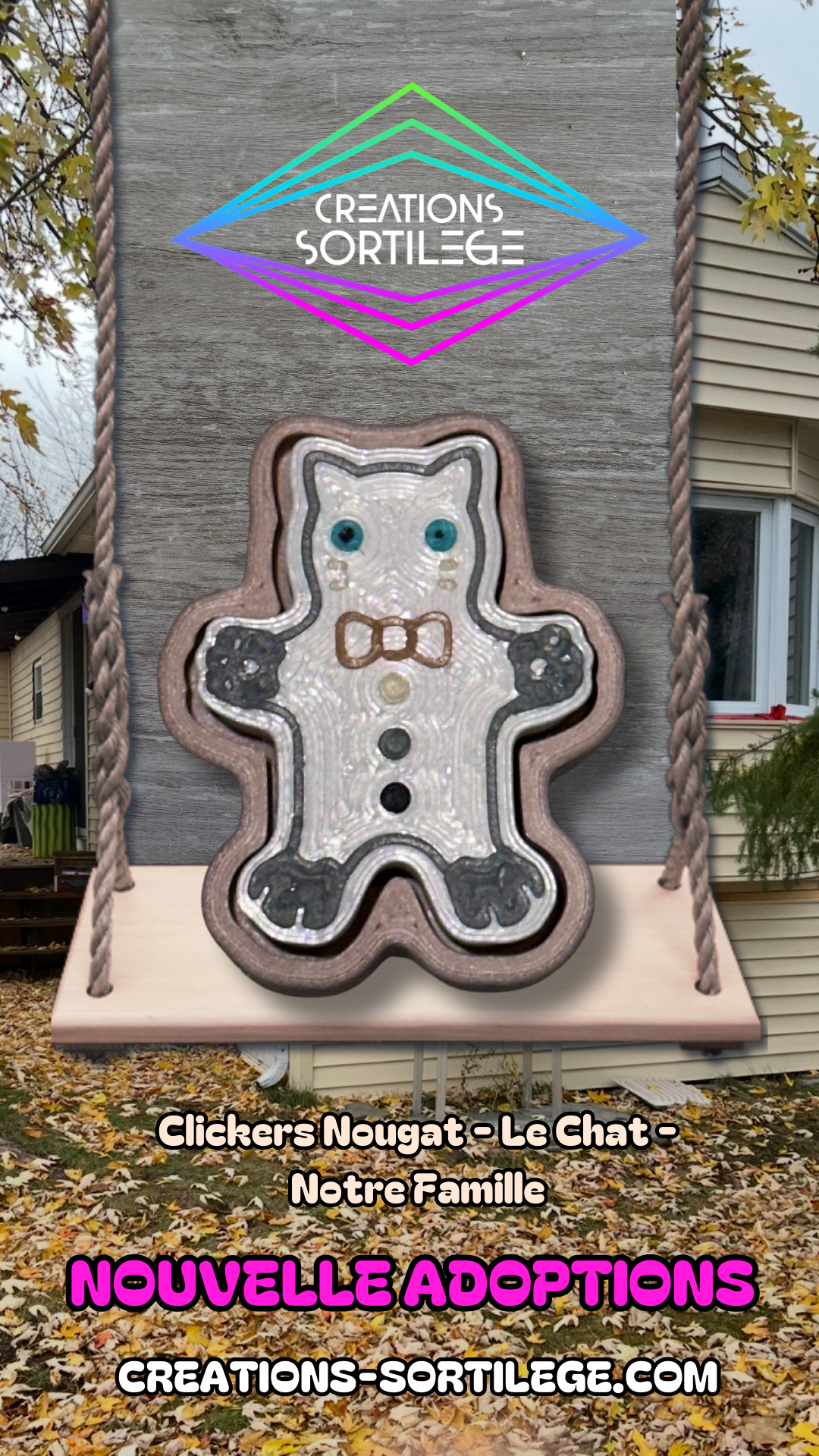 Clickers Nougat - Le Chat - Notre Famille Créations Sortilege