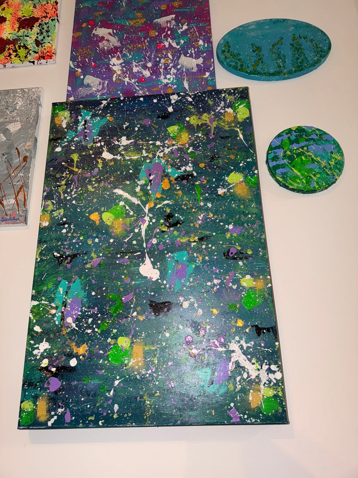 Danse Galaxique - Œuvre Originale - Toile Acrylique Abstraite 20x30" Créations Sortilege
