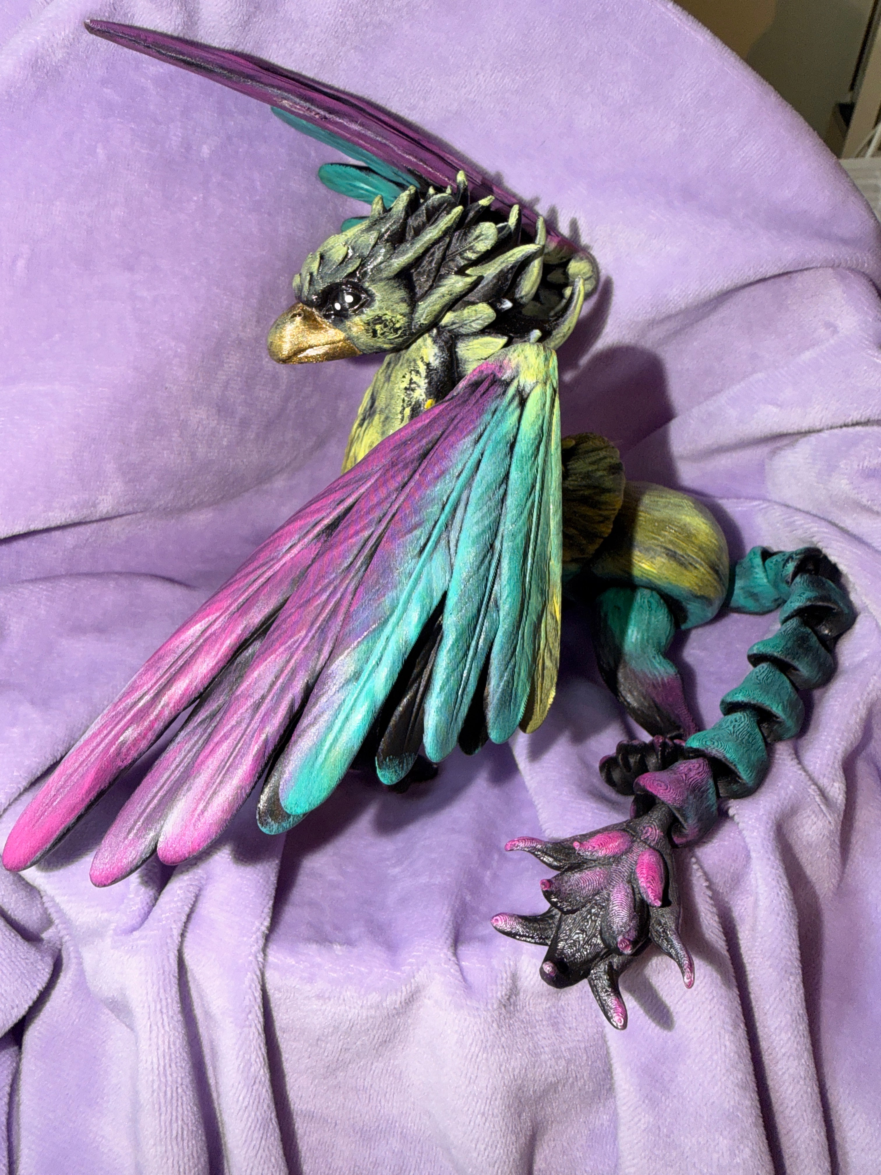 Dragon Griffon Phénix - Œuvre Originale - Peinte à la Main & Vernis Créations Sortilege