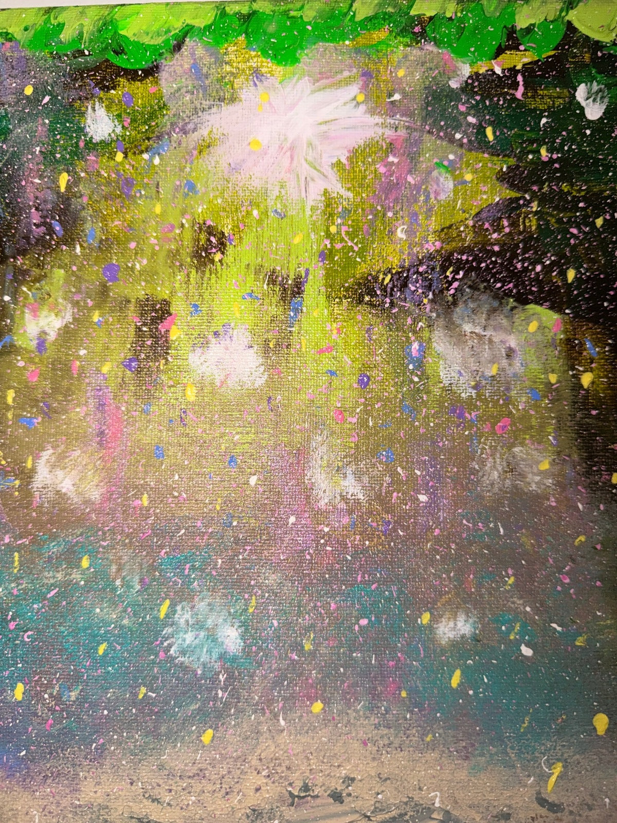 Forêt Lumina - Œuvre Originale - Toile Acrylique Abstraite 12X12" Créations Sortilege