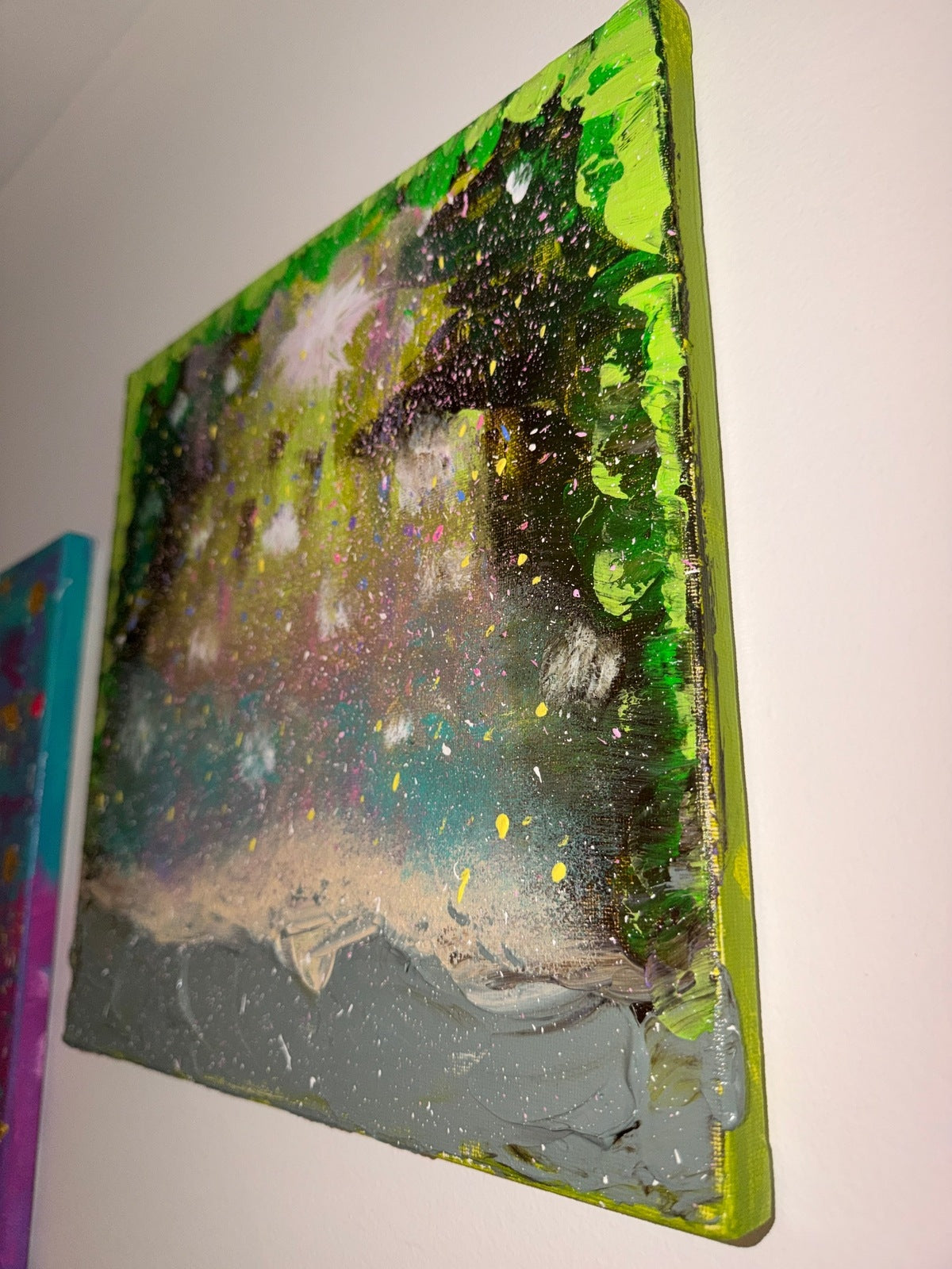Forêt Lumina - Œuvre Originale - Toile Acrylique Abstraite 12X12" Créations Sortilege