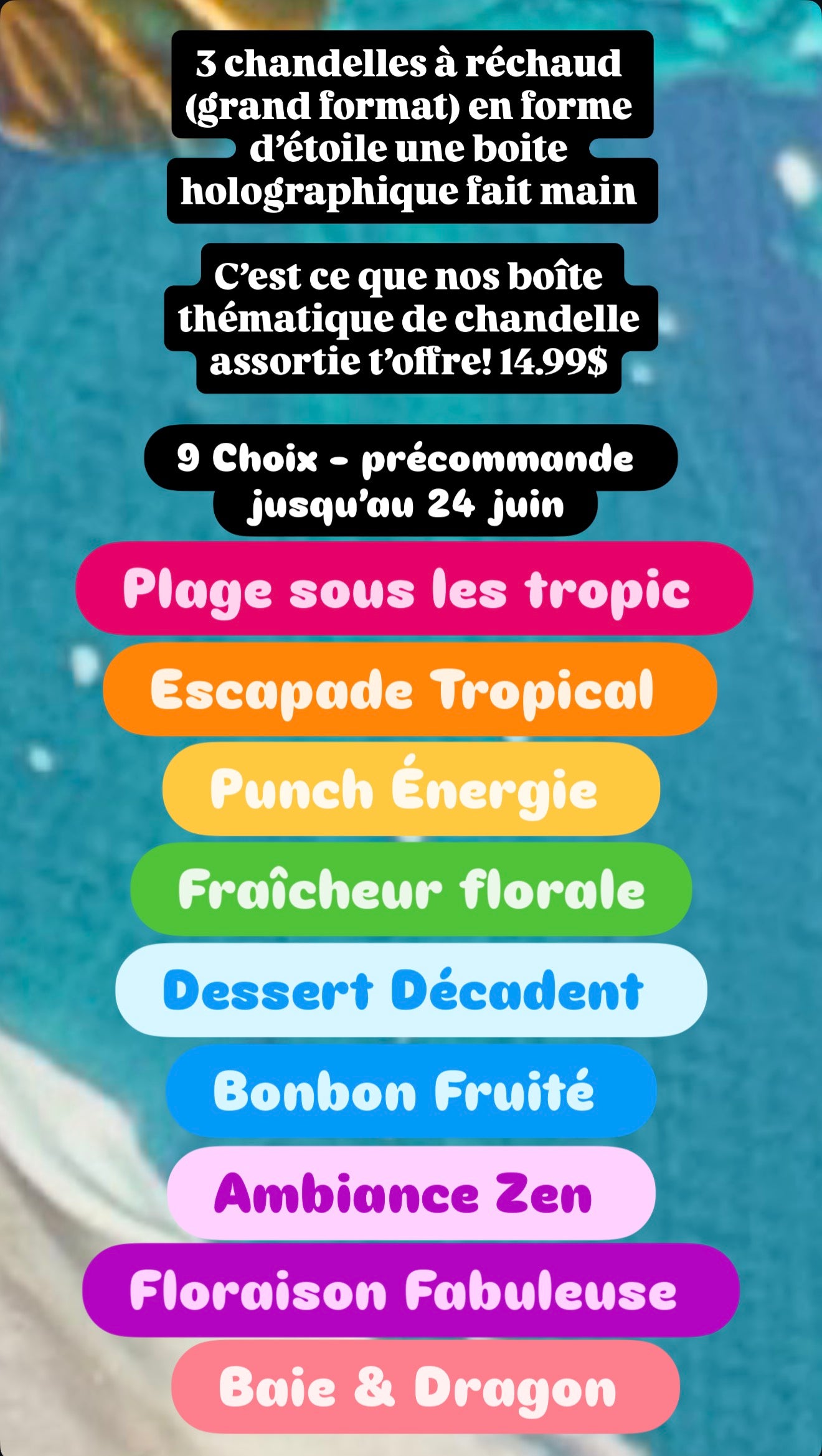 3 Chandelles Étoiles - Boite Thématique Fait Main Holographique - Précommande 24 Juin