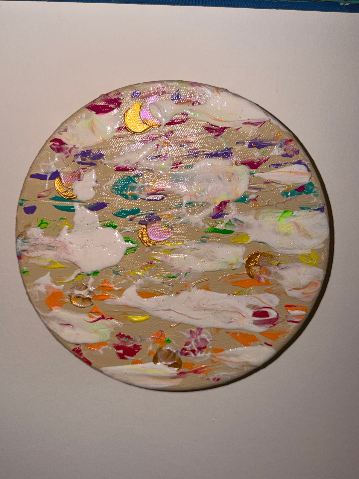 Funfetti - Œuvre Originale - Toile Acrylique Abstraite 8" Ronde Créations Sortilege