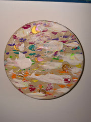 Funfetti - Œuvre Originale - Toile Acrylique Abstraite 8" Ronde Créations Sortilege