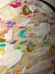 Funfetti - Œuvre Originale - Toile Acrylique Abstraite 8" Ronde Créations Sortilege