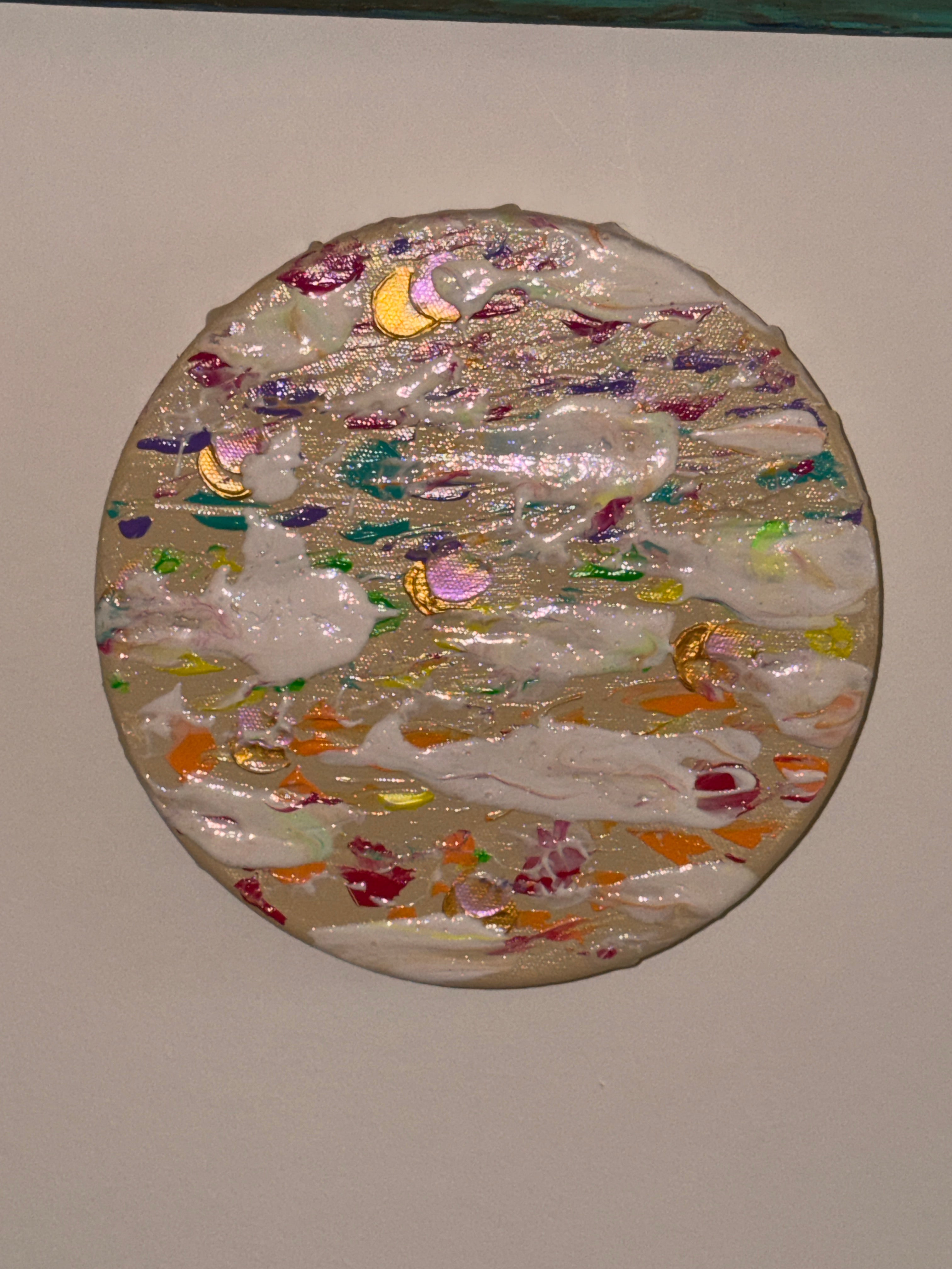 Funfetti - Œuvre Originale - Toile Acrylique Abstraite 8" Ronde Créations Sortilege