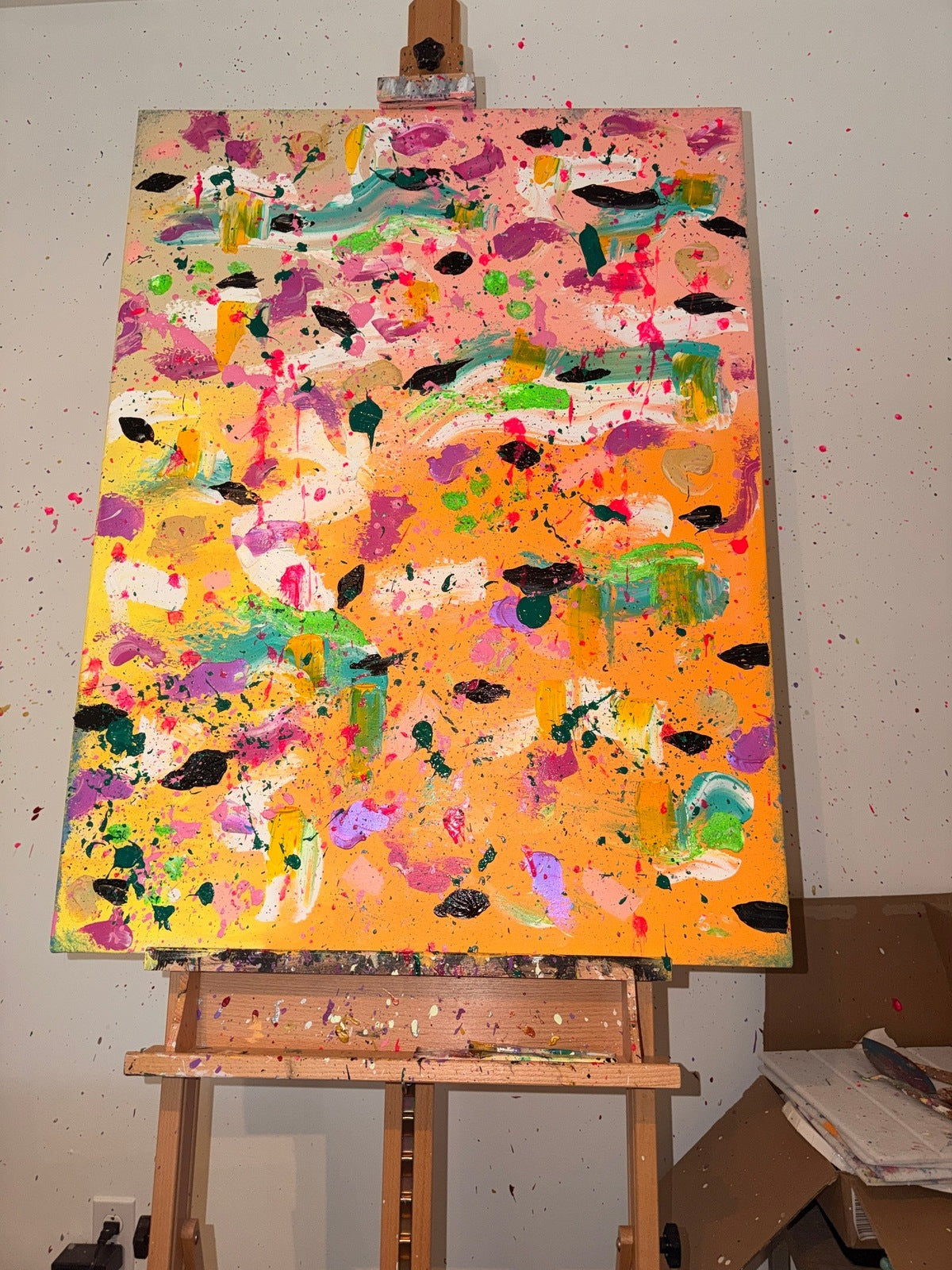 Happy - Œuvre Originale - Toile Acrylique Abstraite 30X40" - Précommande Créations Sortilege