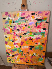 Happy - Œuvre Originale - Toile Acrylique Abstraite 30X40" - Précommande Créations Sortilege