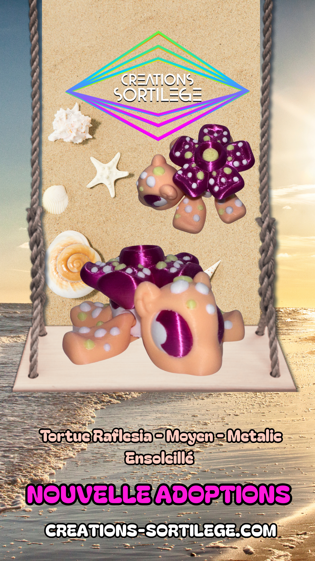 Tortue Raflesia - Moyen - Metalic Ensoleillé Créations Sortilege