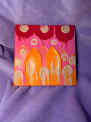 Fleur De Lilas & Ocean Toile Acrylique Art Abstrait 4x4” Copie Créations Sortilege