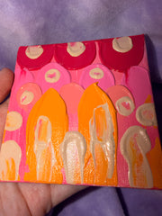 Fleur De Lilas & Ocean Toile Acrylique Art Abstrait 4x4” Copie Créations Sortilege