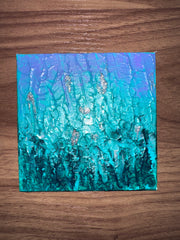 Fleur De Lilas & Ocean Toile Acrylique Art Abstrait 4x4” préco Créations Sortilege