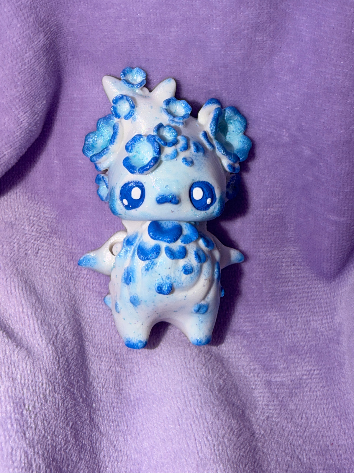 Pixie Sakura Bleu Azure Moyen - Œuvre Originale - Peinte à la Main Créations Sortilege