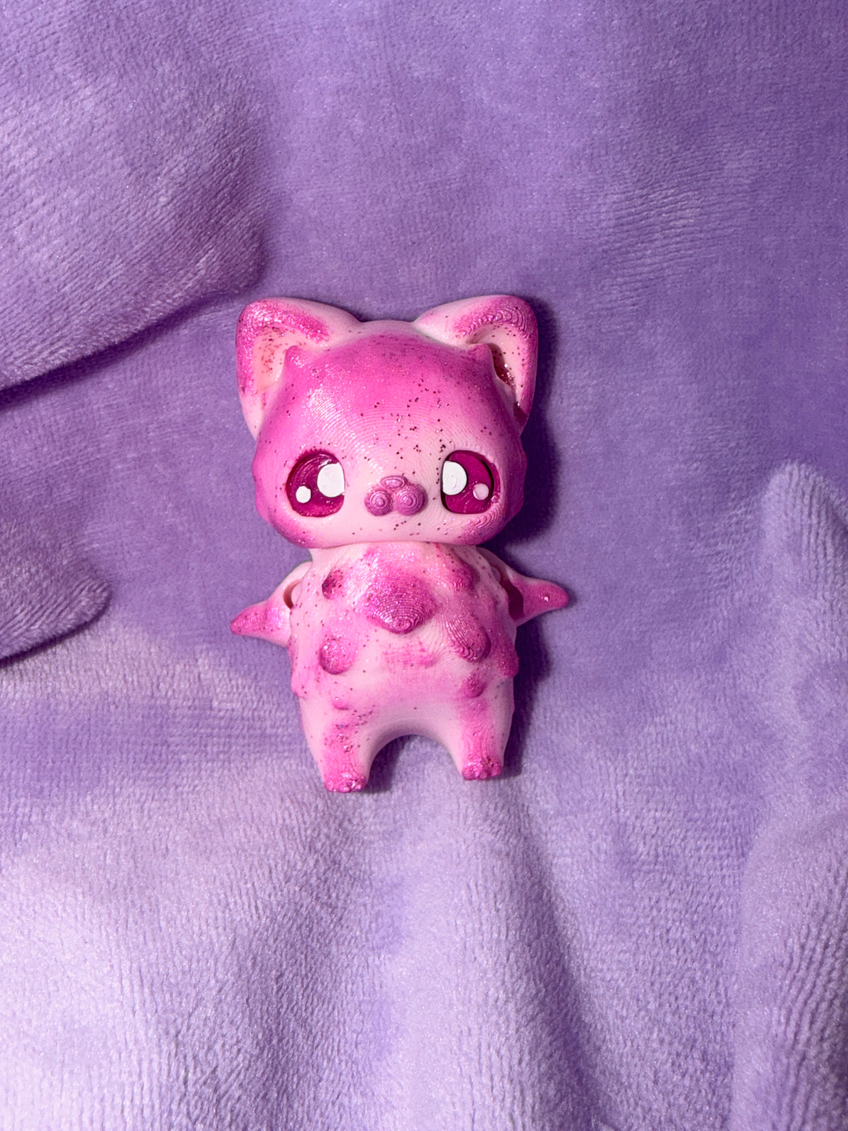 Pixie Chat Glitter Mauve Rose Moyen - Œuvre Originale - Peinte à la Main Créations Sortilege