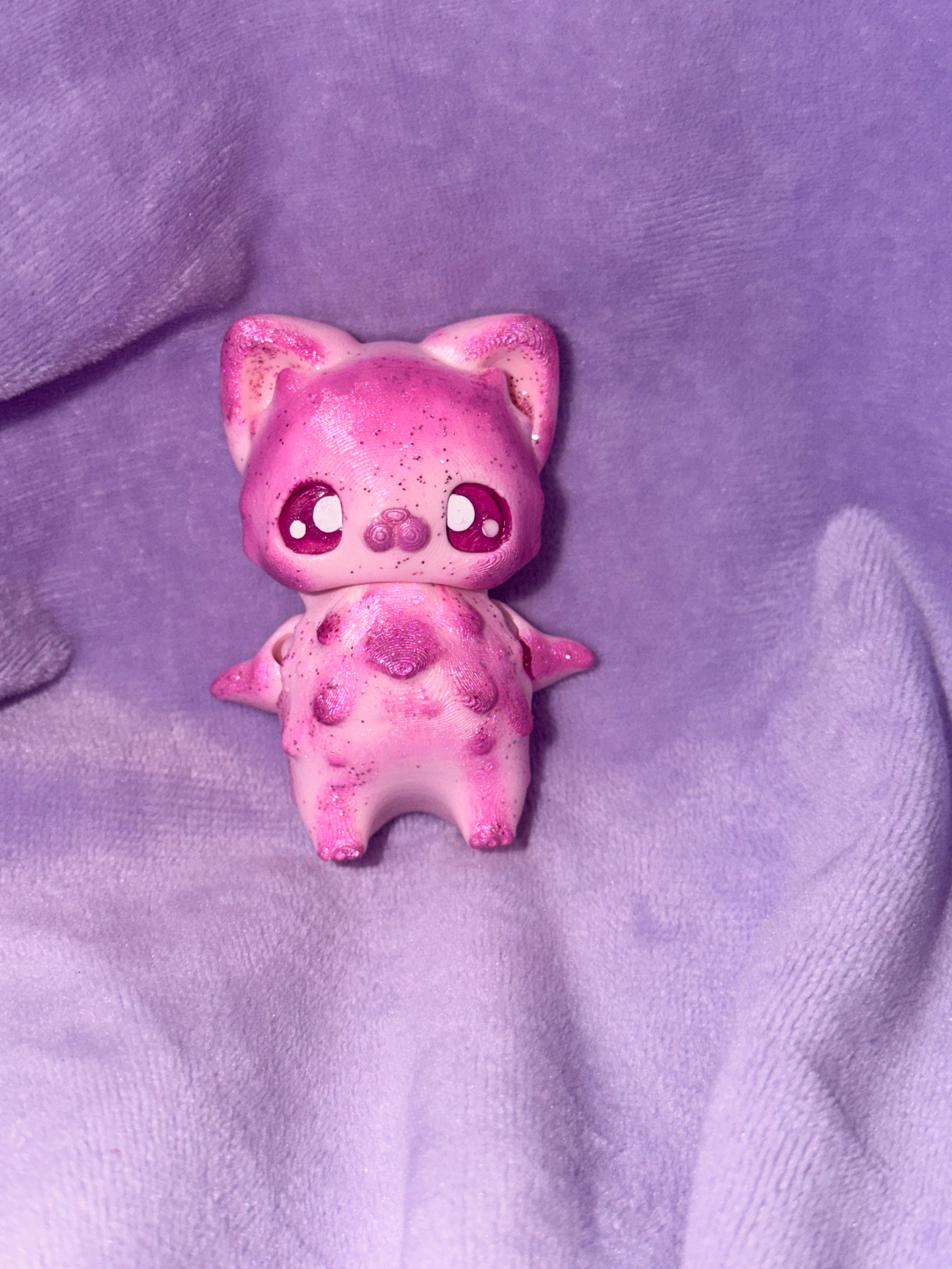 Pixie Chat Glitter Mauve Rose Moyen - Œuvre Originale - Peinte à la Main Créations Sortilege