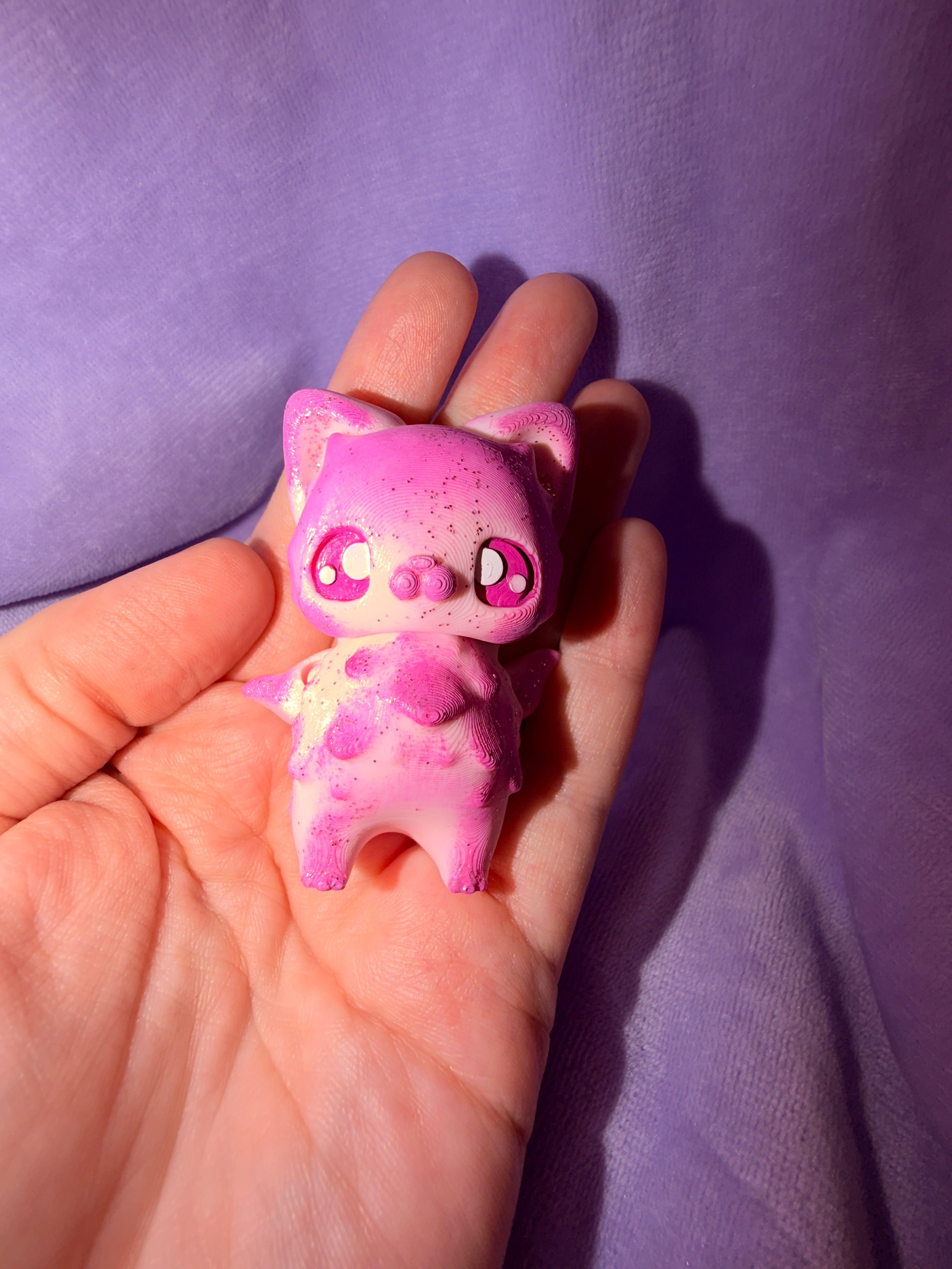 Pixie Chat Glitter Mauve Rose Moyen - Œuvre Originale - Peinte à la Main Créations Sortilege