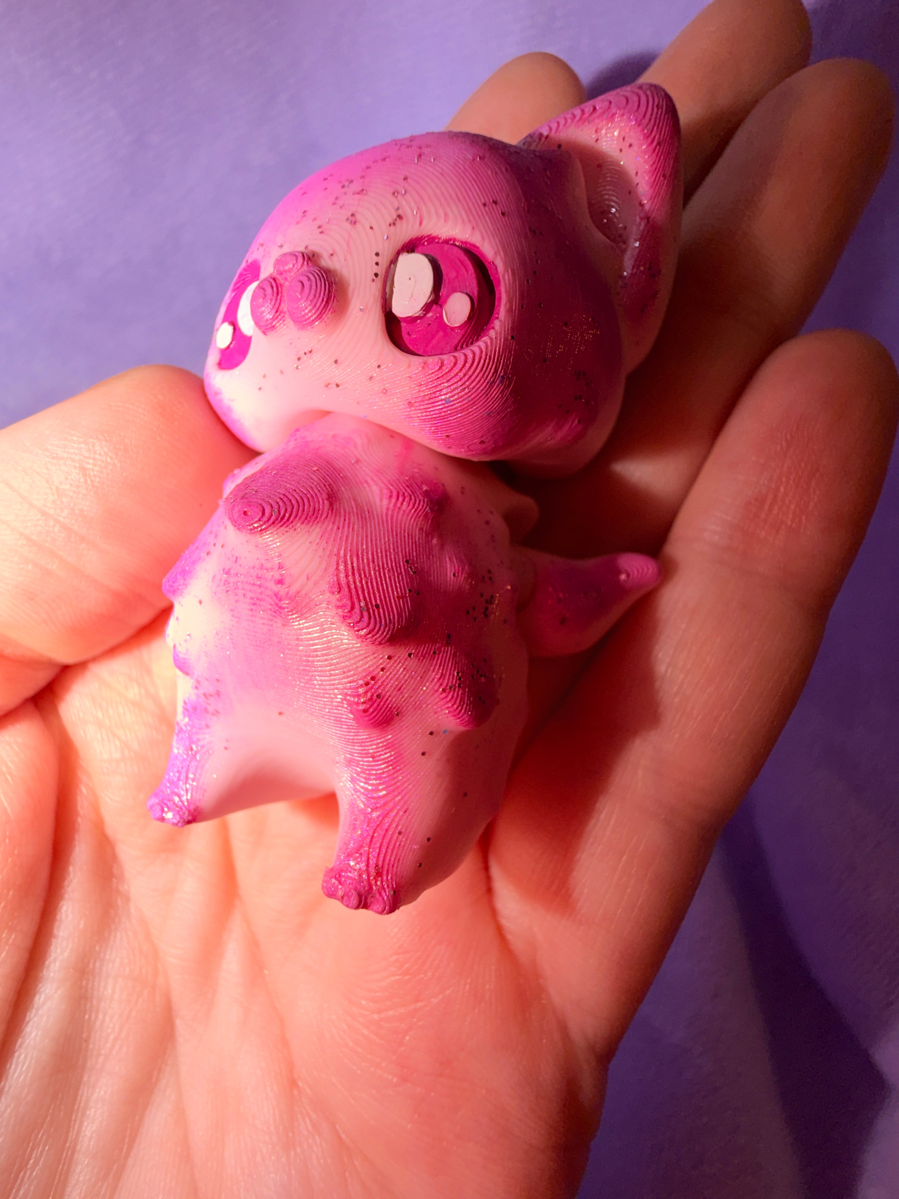Pixie Chat Glitter Mauve Rose Moyen - Œuvre Originale - Peinte à la Main Créations Sortilege