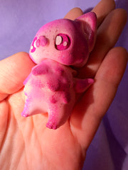 Pixie Chat Glitter Mauve Rose Moyen - Œuvre Originale - Peinte à la Main Créations Sortilege