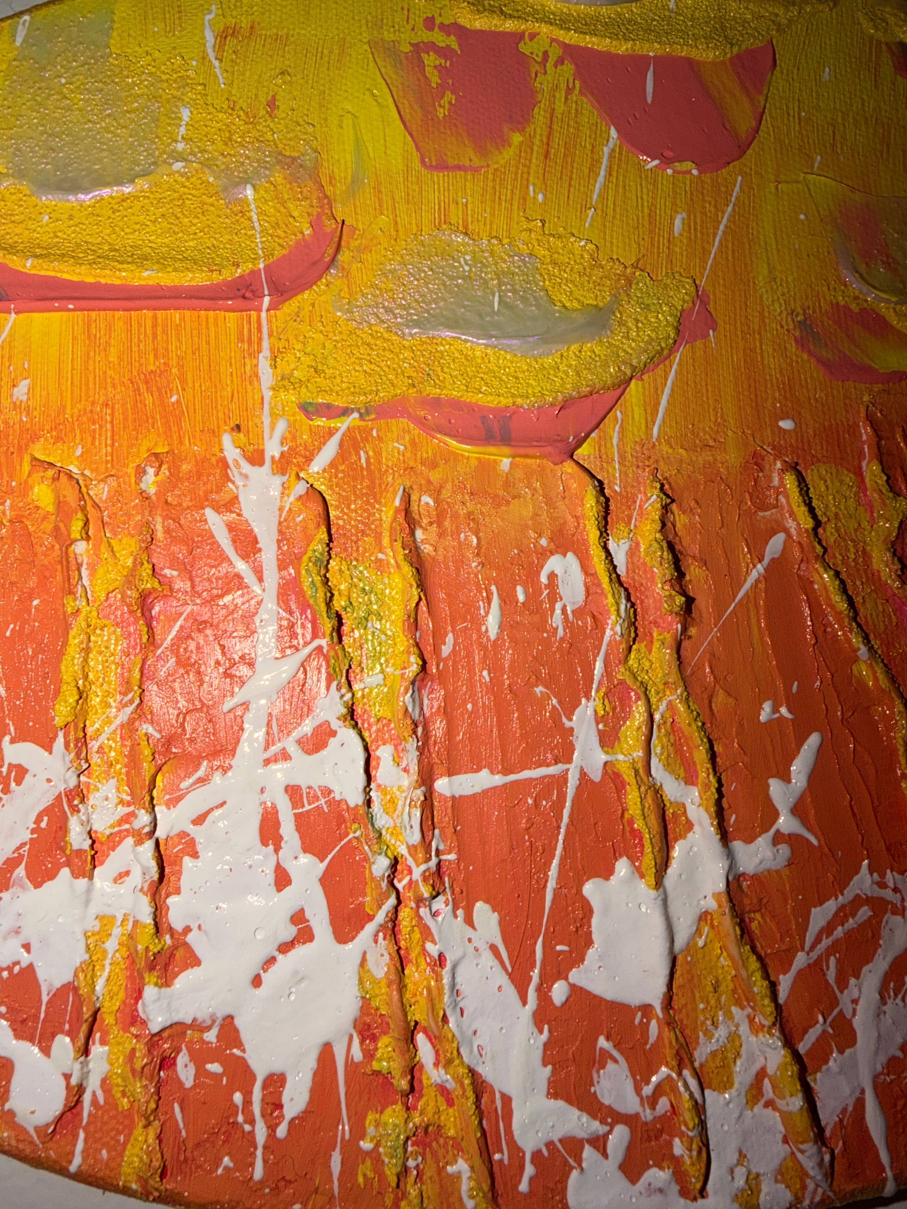 Soleil De Pêche - Œuvre Originale - Toile Acrylique Abstraite 8x10”Ovale Créations Sortilege