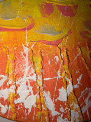 Soleil De Pêche - Œuvre Originale - Toile Acrylique Abstraite 8x10”Ovale Créations Sortilege