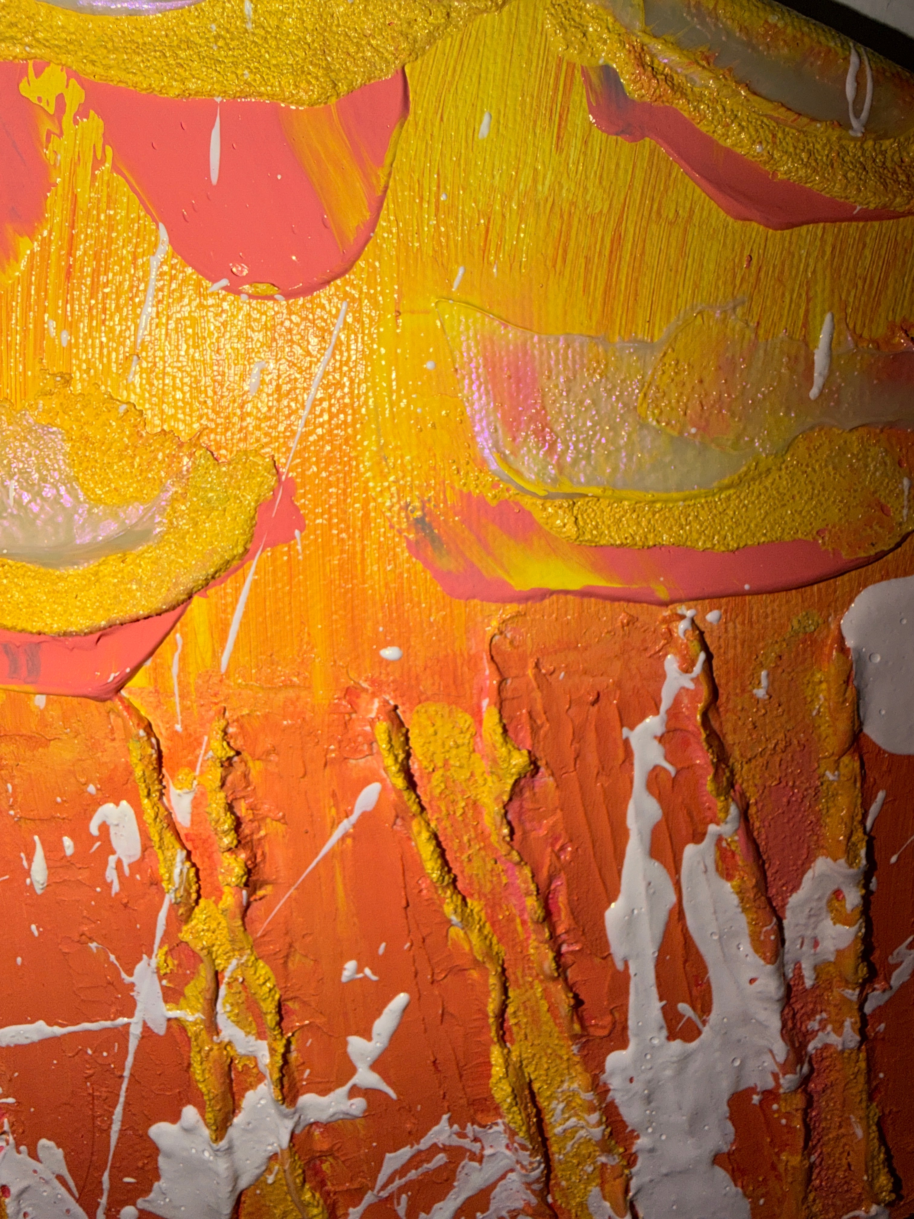 Soleil De Pêche - Œuvre Originale - Toile Acrylique Abstraite 8x10”Ovale Créations Sortilege