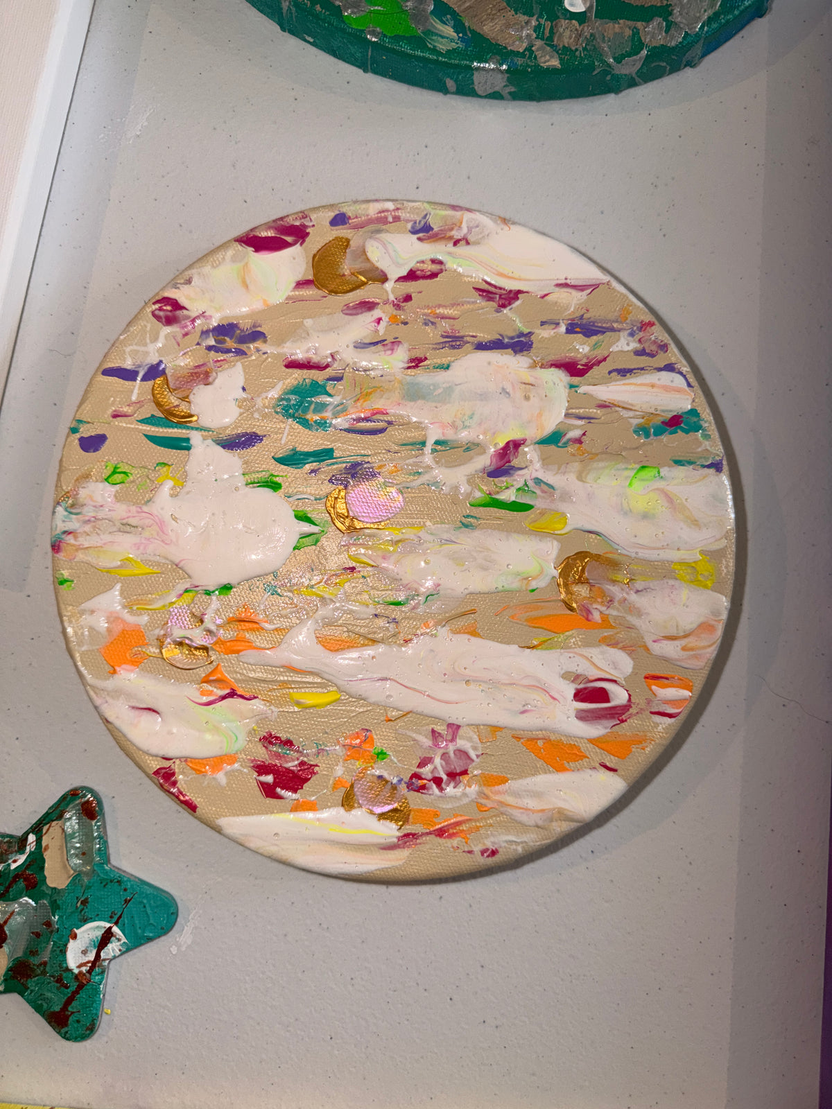 Précommande - Funfetti - Œuvre Originale - Toile Acrylique Abstraite 8" Ronde