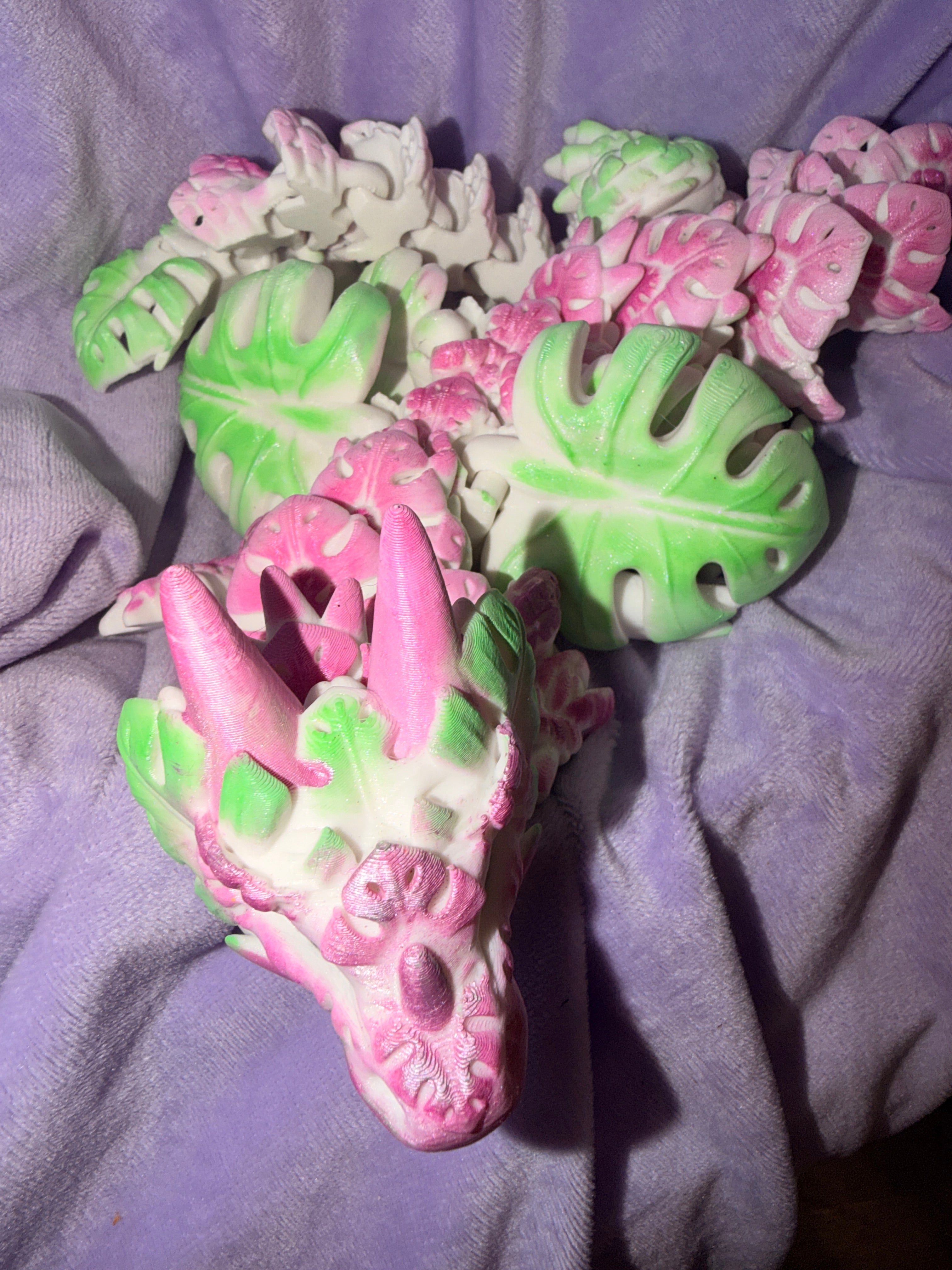 Dragon Monstera - Œuvre Peint Main - Melon Électrique Créations Sortilege