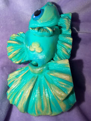 Poisson Bêta - Turquoise & Jaune - Œuvre Originale - Peinte à la Main & Vernis