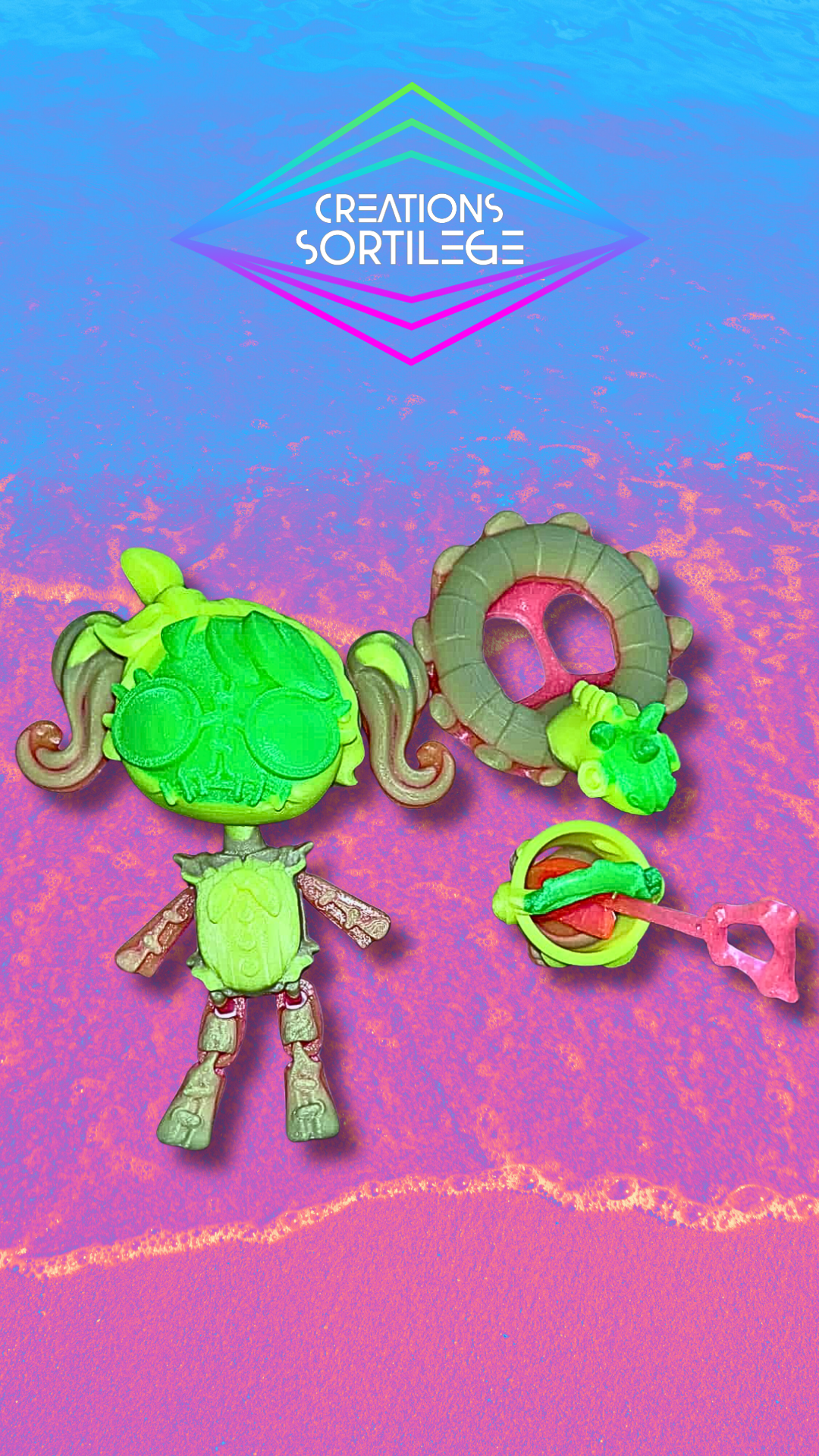 Dolls Plage Creepy - Semi Flush Sunset Neon Créations Sortilege
