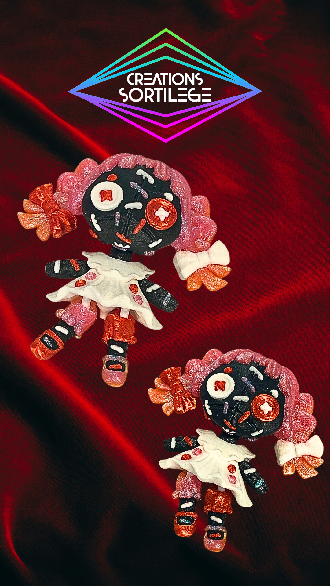 Mini Doll Creepy - Feu Obscure Glitter Créations Sortilege