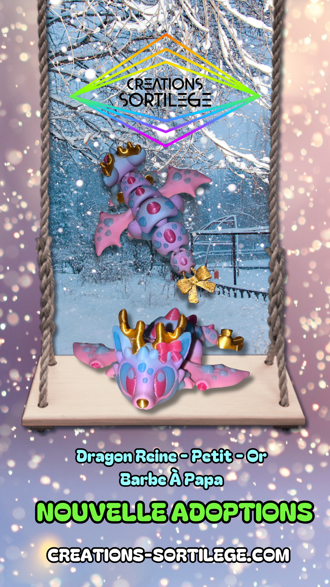 Dragon Reine - Petit - Or Barbe À Papa