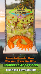Centipedes Sensoriel - Moyen - Ultra Long - Orange Néon Glitter